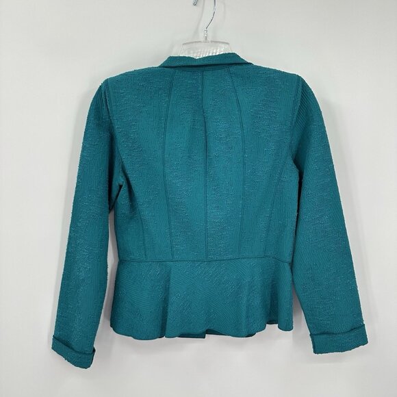 LAFAYETTE 148 jacket blazer teal 6 small cotton career business textured - Picture 7 of 10